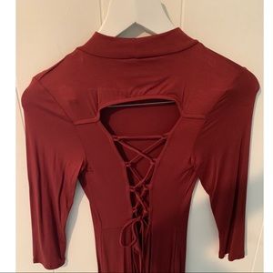 Size Small lace up back bodycon dress